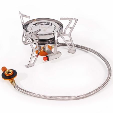Windproof Portable Backpacking Stove with Piezo Ignition,3500W/4600W Strong Firepower