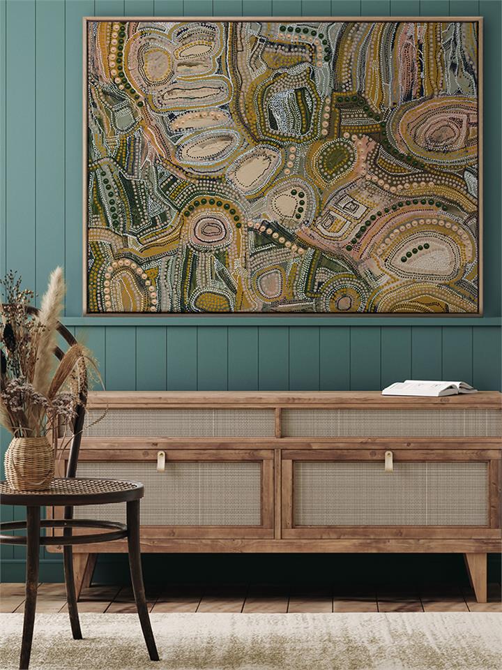 Wiraywinhangin Marramarra - Oak Box Frame Canvas - 90x120 - Landscape