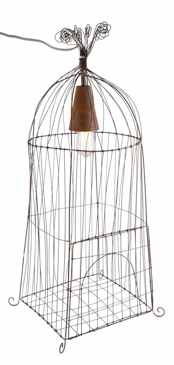 Wirework Iron Rustic Bird Cage Lamp