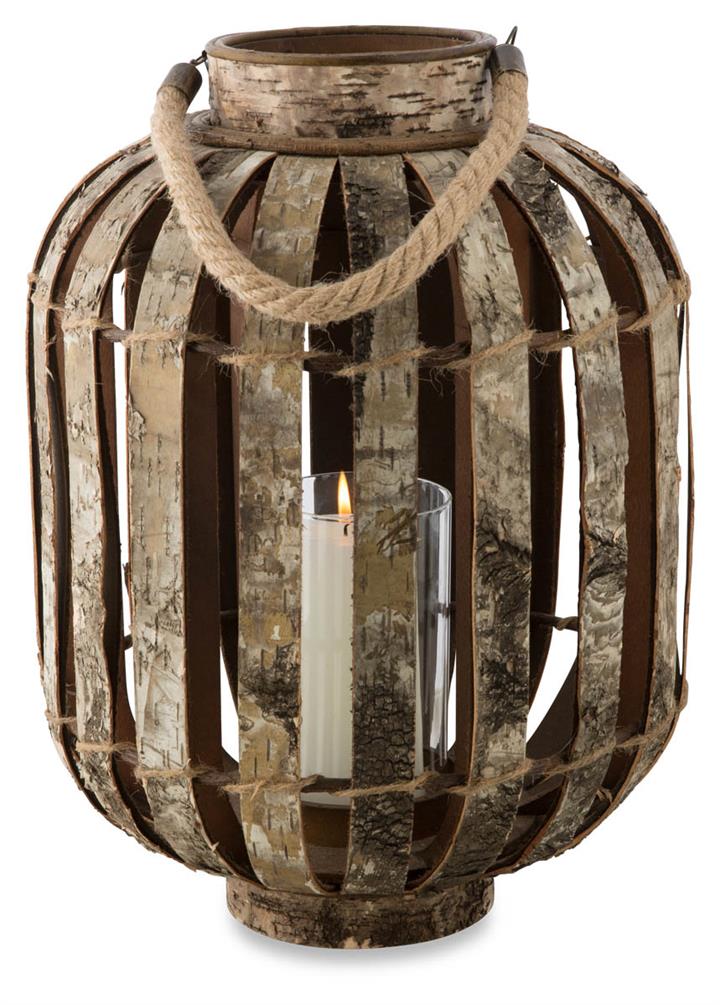 Wooden Birch Bark Candle Holder Large