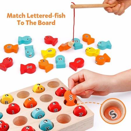 Wooden Magnetic Fishing Game, Fine Motor Skill Toy ABC Alphabet Color  Toddler Kid toy