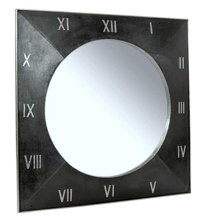 Wooden Square Roman Numeral Mirror