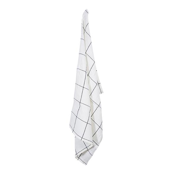 Woven Check Tea Towel Off-White & Black