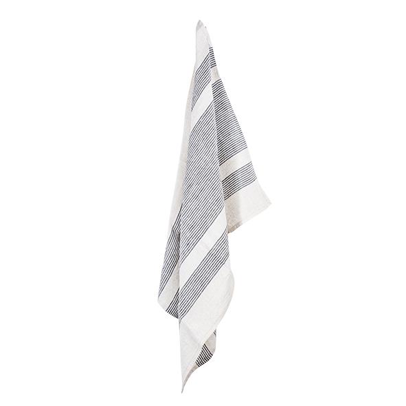 Woven Multi Stripe Tea Towel Natural & Black