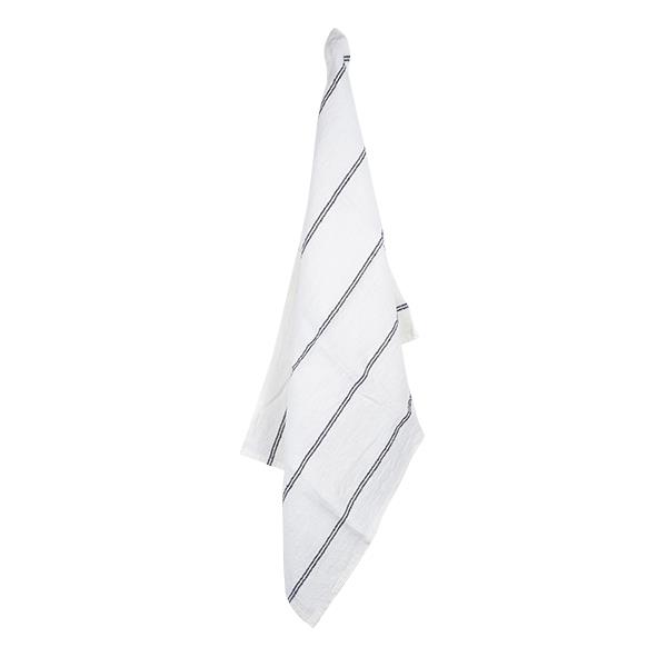 Woven Stripe Tea Towel Off-White & Black