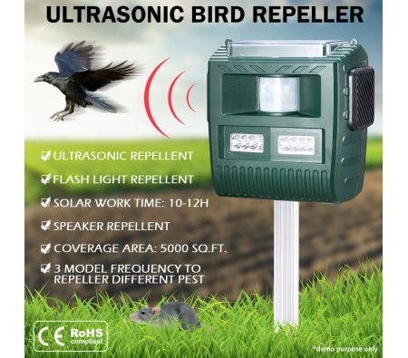 XL Size Ultrasonic Bird & Animal Pest Repeller with Large Solar Power Plate