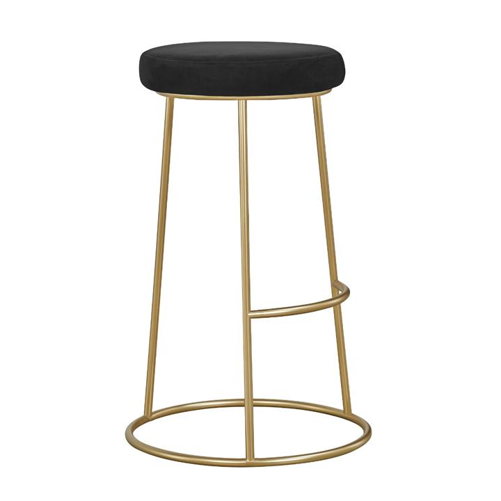 Xyla Barstool in Black Velvet - Set of 2