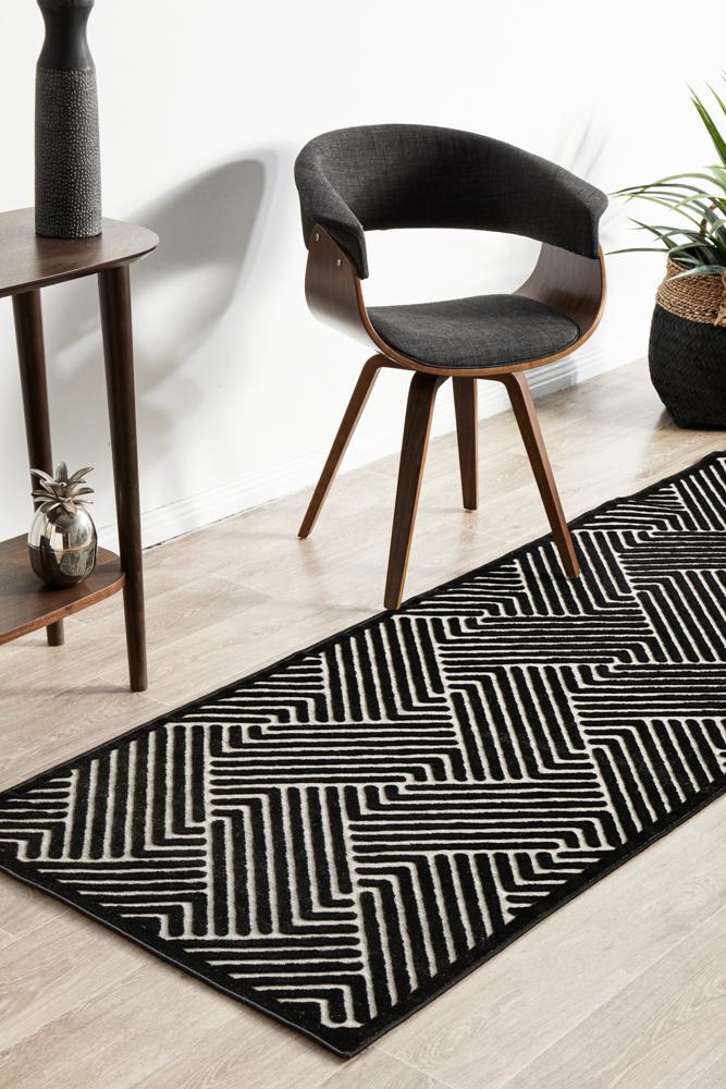 York Cindy Black & Gold Runner Rug 400X80CM