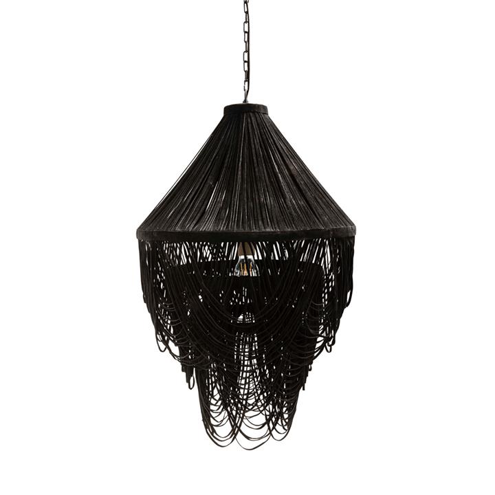 Yumi Black Draped Suede Leather Chandelier