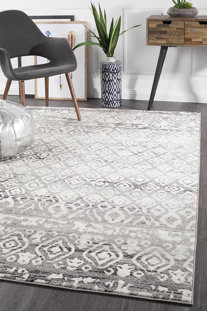 Zakira Dark Grey Tribal Rug 330x240cm