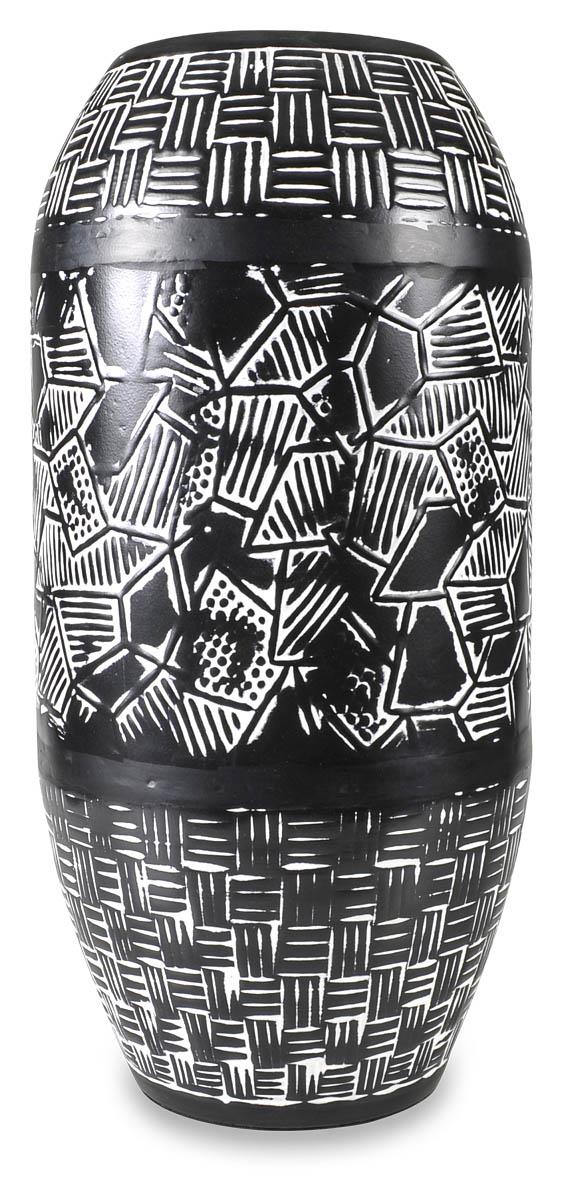 Zaza Tall Iron Vase - Black/White Wash