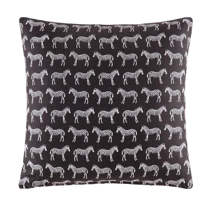 Zebra Cushion - Black Square