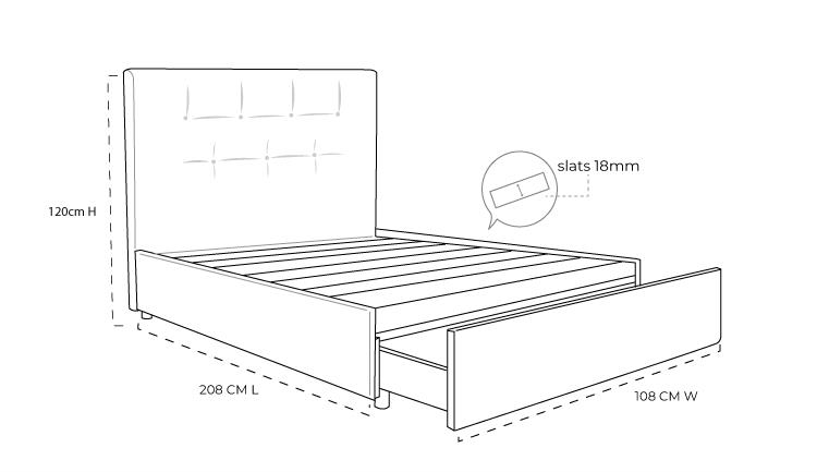 Zuzuni upholstered kids bed with drawer